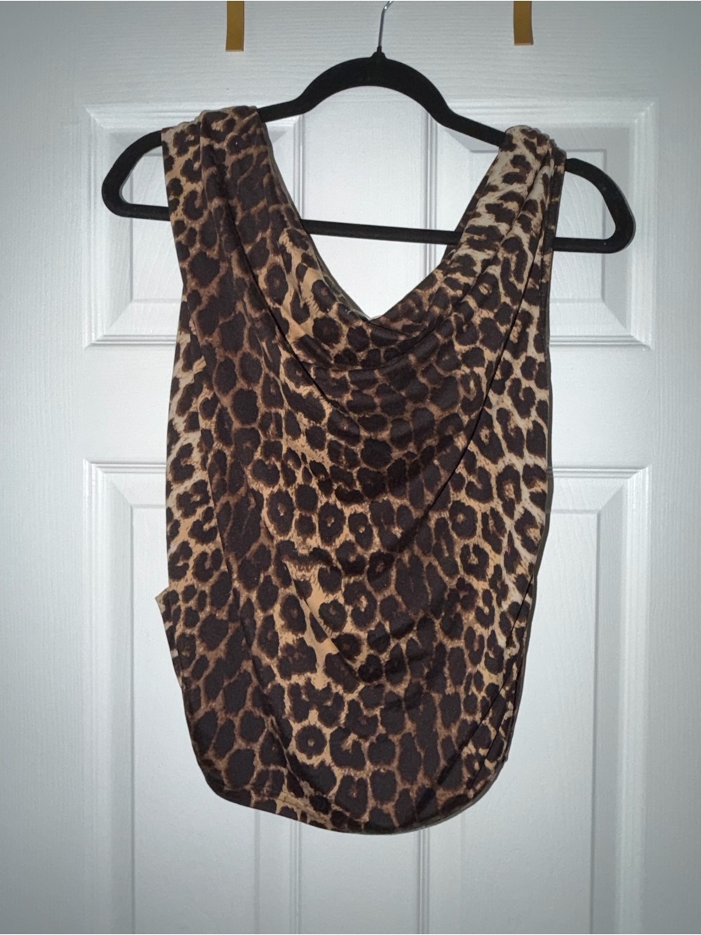 ROMWE Leopard Print Cowl Neck Camisole - Brown & Tan